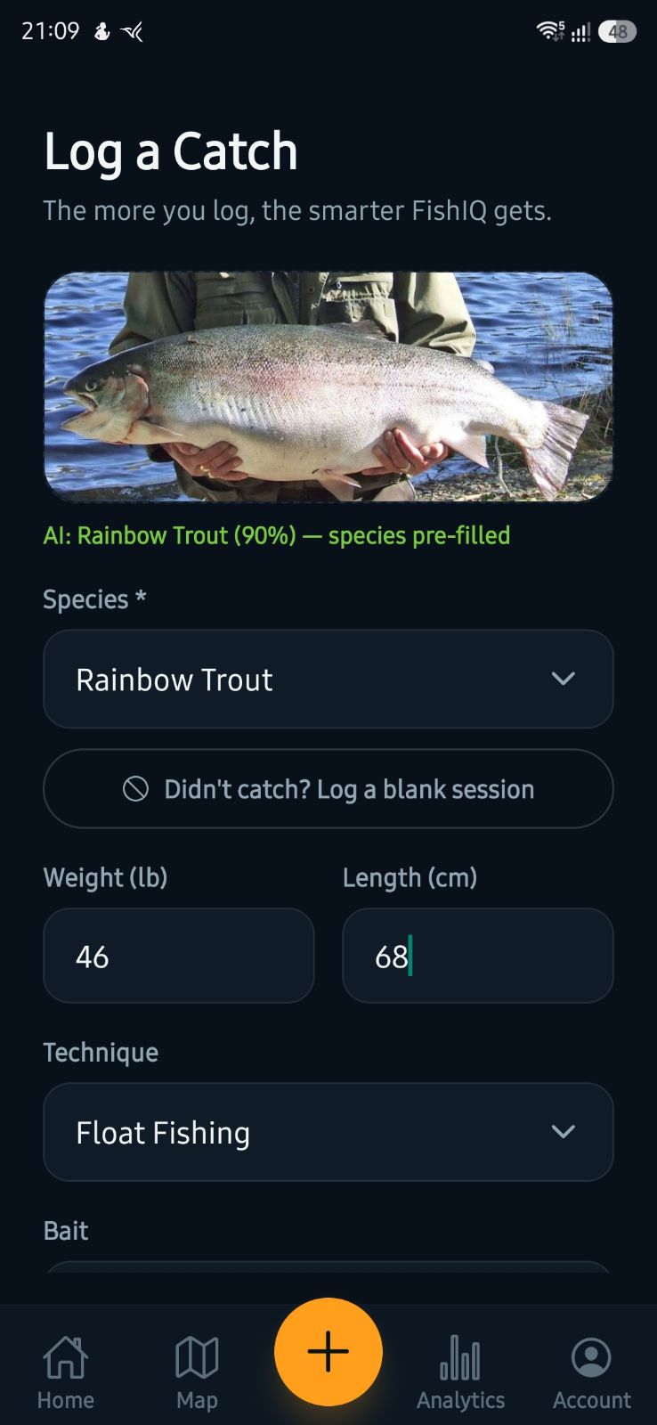 Log a catch with AI fish ID