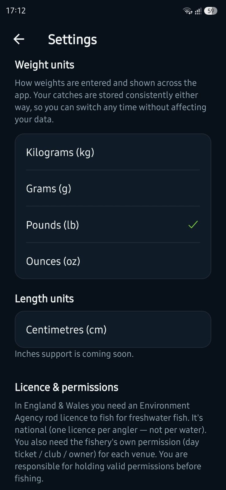 FishIQ settings and privacy